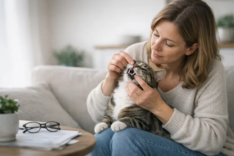 Zahngesundheit von Katzen Eine Katze beim Zahnarzt zur Untersuchung von Zahnproblemen.