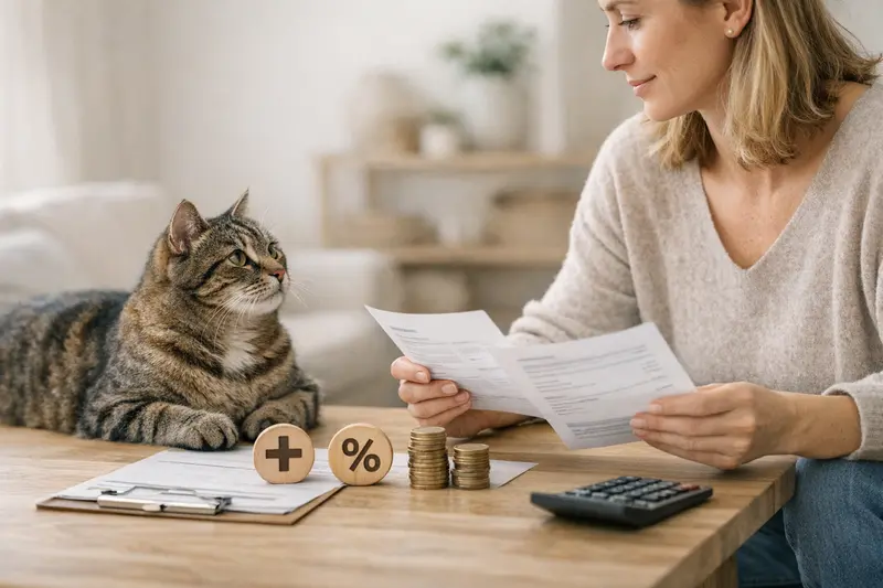 Eine Katze wird beim Tierarzt behandelt, was die Bedeutung der Selbstbeteiligung und des Erstattungssatzes in der Katzenkrankenversicherung verdeutlicht.