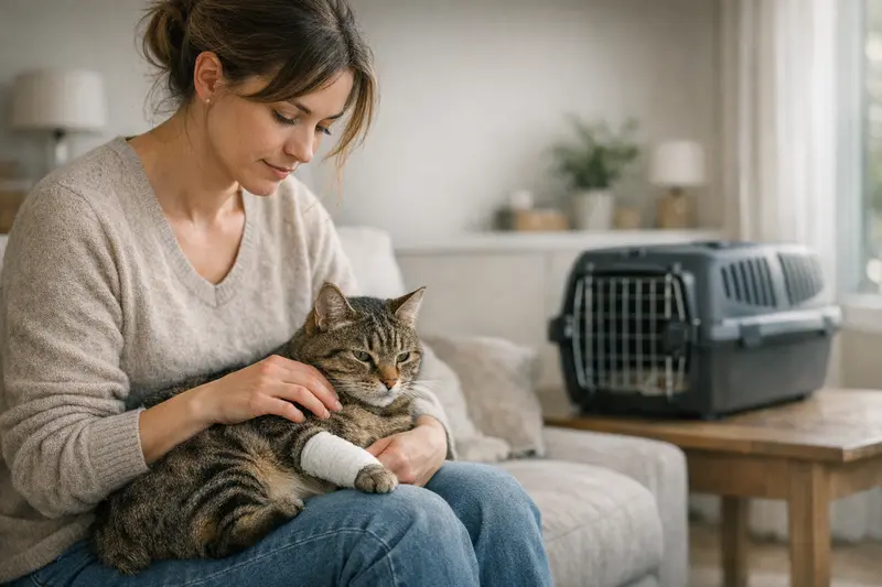 Wartezeiten bei Katzenversicherungen Katzenärztin erklärt einem Katzenhalter die Wartezeiten von Katzenversicherungen.