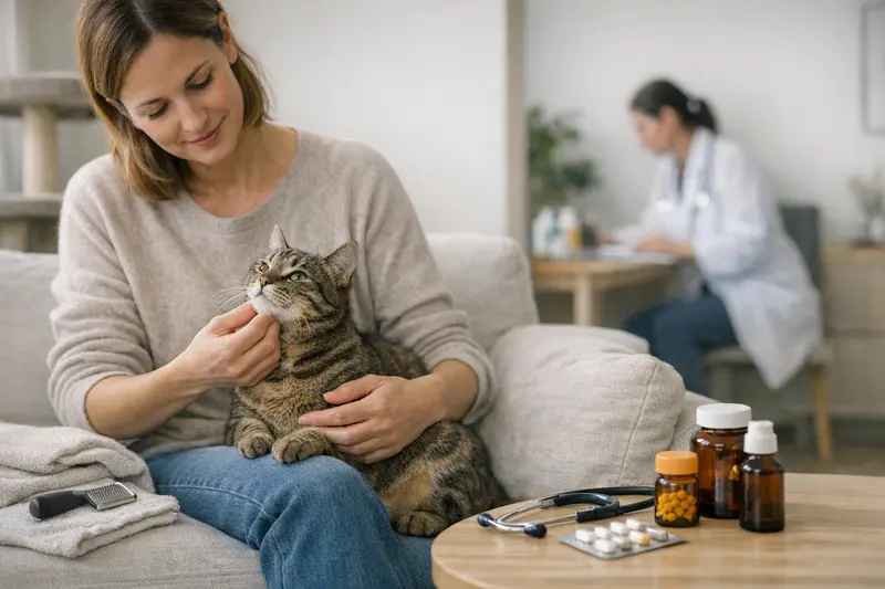 Wichtige Vorsorgemaßnahmen für Katzen Eine Katze beim Tierarzt für einen Gesundheitscheck.