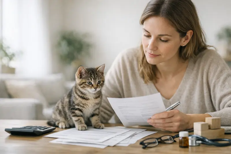 Eine Katze wird von einem Tierarzt untersucht, um sicherzustellen, dass alle Aspekte der Katzenversicherung berücksichtigt werden.
