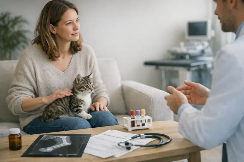 Tieruntersuchung Katze Erstattung Eine Katze bei einer Tieruntersuchung, die die Bedeutung der Erstattung bei der Tierkrankenversicherung verdeutlicht.