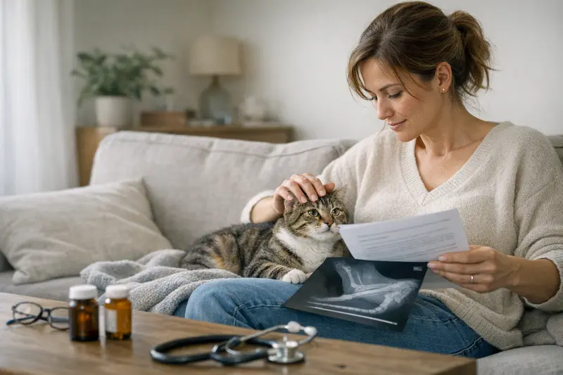 Eine junge Katze erhält eine tierärztliche Untersuchung, um ihre Gesundheit zu gewährleisten und mögliche zukünftige Kosten zu planen.