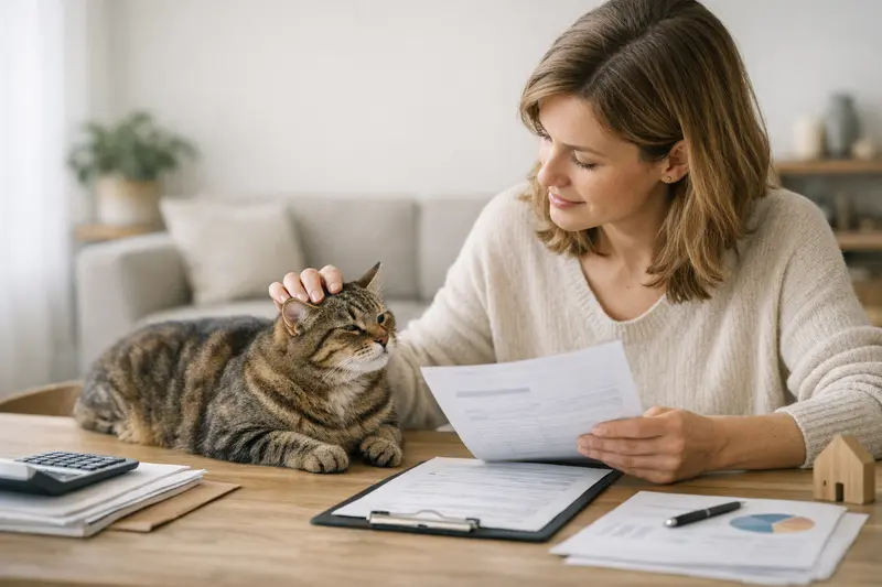 Katzenversicherung Tarifpunkte und Beitragseinfluss Eine Katze untersucht einen Tierarzt, um die besten Optionen für eine Katzenversicherung zu besprechen.