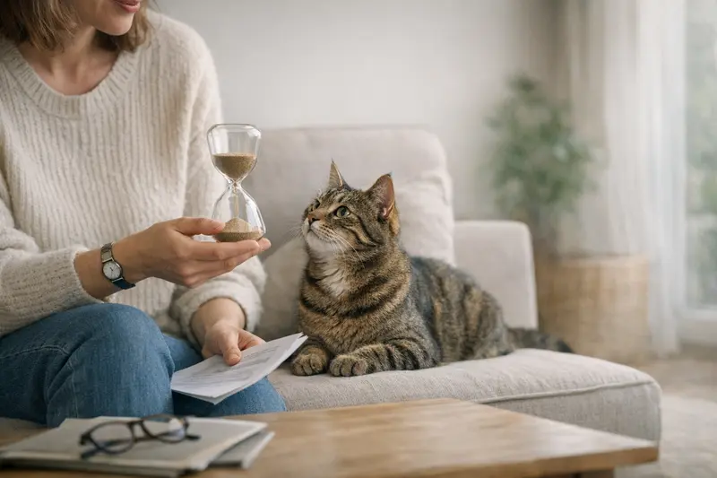 Eine Katze beim Tierarzt, um die Bedeutung von Wartezeiten in der Katzenversicherung zu veranschaulichen.