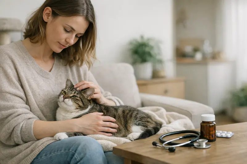 Katzenversicherung für Wohnungskatzen Eine Wohnungskatze liegt entspannt auf einer Fensterbank und blickt nach draußen, was ihre Wichtigkeit für die Gesundheit und Sicherheit von Haustieren unterstreicht.