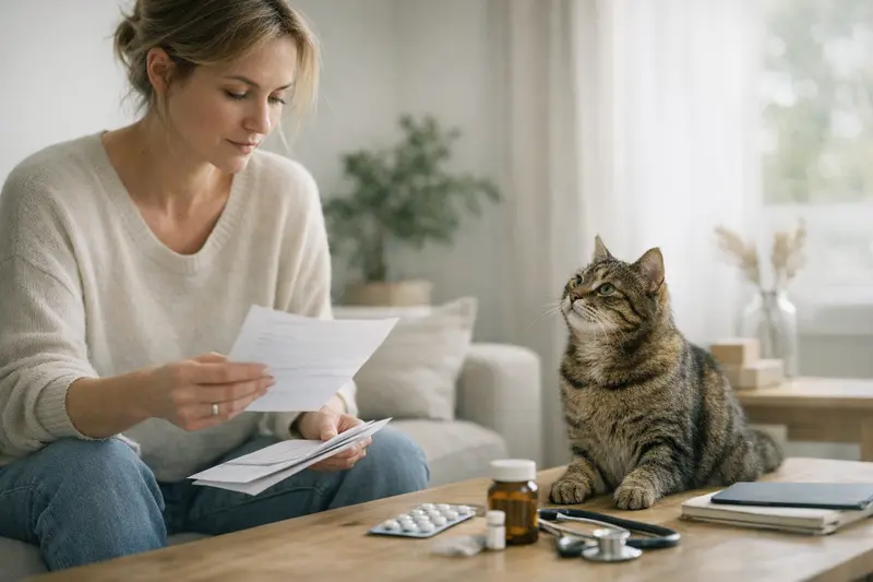 Katzenversicherung und Vorsorgeleistungen Eine Katze beim Tierarzt, die auf gesundheitliche Vorsorgeleistungen untersucht wird.