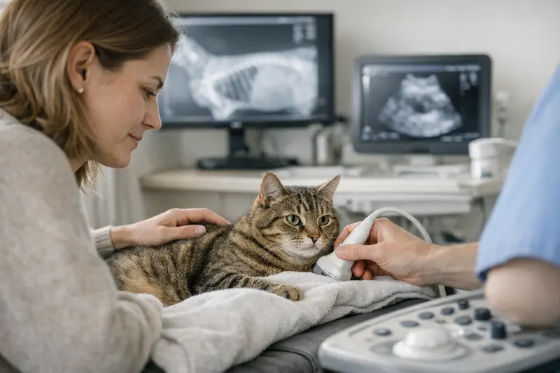 Röntgenuntersuchung einer Katze Eine Katze beim Tierarzt während einer Röntgenuntersuchung zur Diagnostik