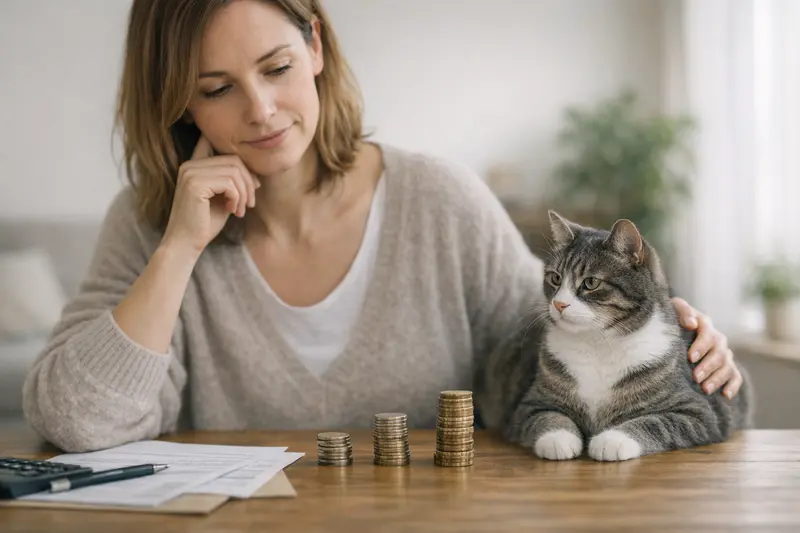 Bedeutung der Selbstbeteiligung in der Katzenversicherung Eine Katze auf einem Schreibtisch, während über Selbstbeteiligung in der Katzenversicherung diskutiert wird.