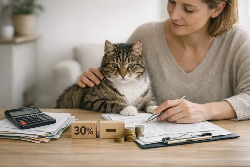 Katzenversicherung: Selbstbeteiligung und Erstattung Eine Katze bei der Untersuchung durch einen Tierarzt, symbolisiert die Kosten und Erstattungen in der Katzenversicherung.