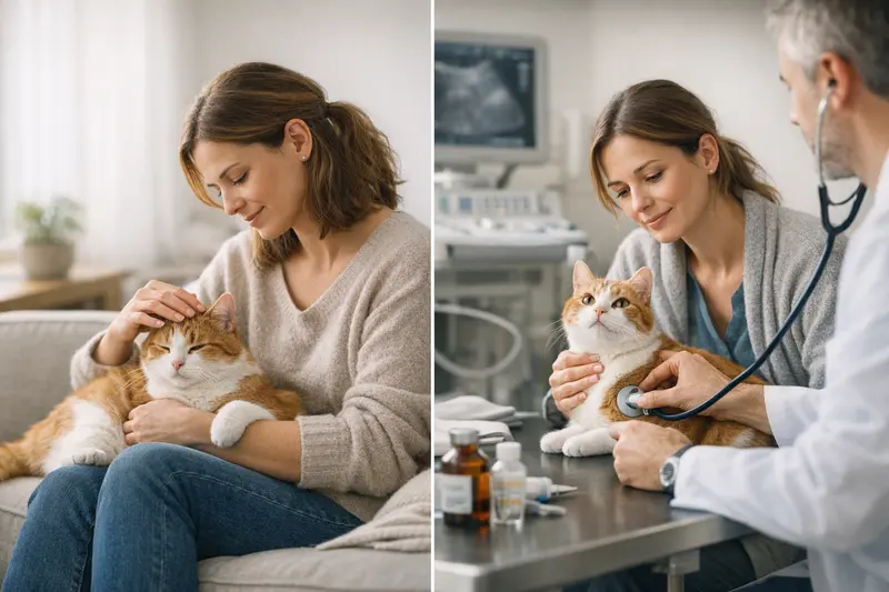 Unterschied zwischen OP-Versicherung und Vollschutz bei Katzen Katzenbesitzer vergleicht OP-Versicherung und Vollschutz für Katzen.