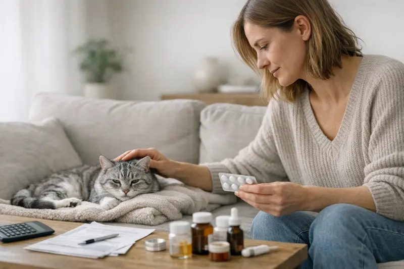 Wichtige Tarifdetails zur Katzenversicherung Detailansicht eines Katzenarztrechnungsbelegs mit verschiedenen Kostenkategorien und Erstattungshinweisen