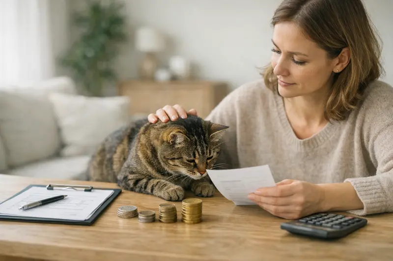 Selbstbeteiligung und Limits in der Katzenversicherung Detailaufnahme einer Katze beim Tierarzt, die die Bedeutung von Selbstbeteiligung und Limits in der Katzenversicherung verdeutlicht.