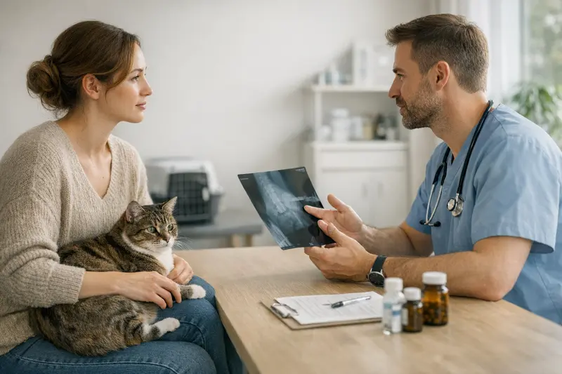 Zwei verschiedene Versicherungsoptionen für Katzen veranschaulicht durch Symbole.