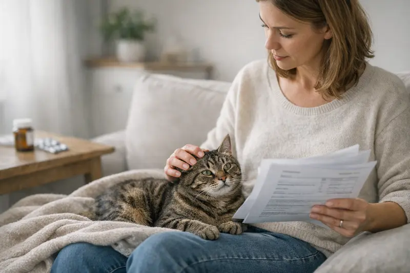 Eine Katze beim Tierarzt, um einen Gesundheitscheck durchführen zu lassen.