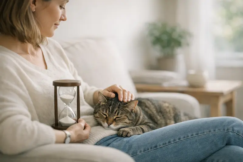 Wartezeiten bei Katzenversicherungen verstehen Ein Katze sitzt beim Tierarzt und wartet auf eine Behandlung, während die Wartezeiten der Katzenversicherung im Fokus stehen.