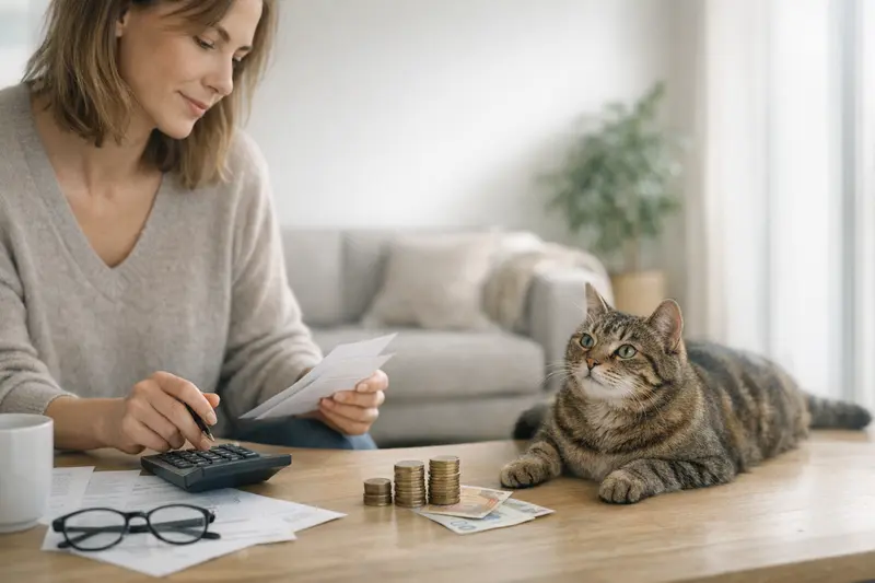 Eine Katze auf einem Tisch beim Tierarzt, symbolisiert die Höhe der Eigenkosten mit Selbstbeteiligung in der Katzenversicherung.