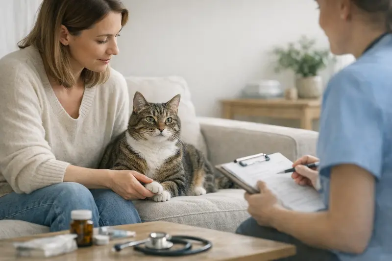 Vorsorgeleistungen bei Katzenversicherungen Katzenhalter überprüft Informationen zur Vorsorgeleistung in einer Katzenversicherung.