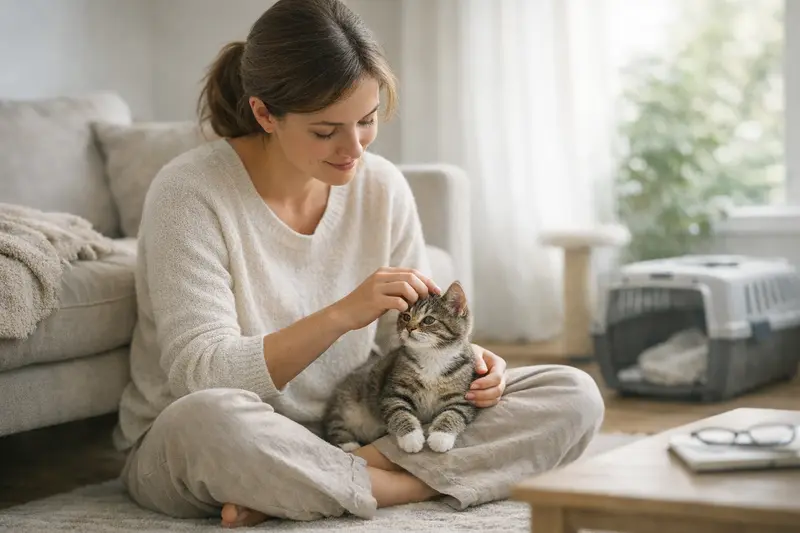 Beste Zeit für eine Katzenversicherung Ein glückliches Katzenpaar spielt mit einem Spielzeug, symbolisiert die Gesundheit und das Wohlbefinden von Katzen.