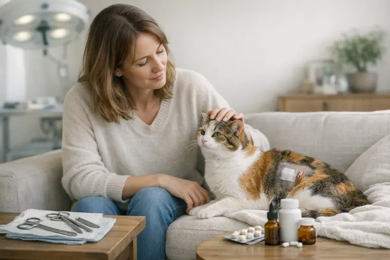 Eine Katze bei einem Tierarzt, die für eine OP-Versicherung und Krankenversicherung verglichen wird.