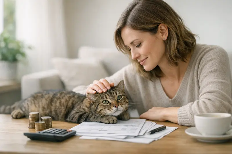 Katzenbehandlung im Tierarztpraxis Eine Katze bei einem Tierarzt, die eine Behandlung erhält, die durch eine Versicherung abgedeckt werden könnte.