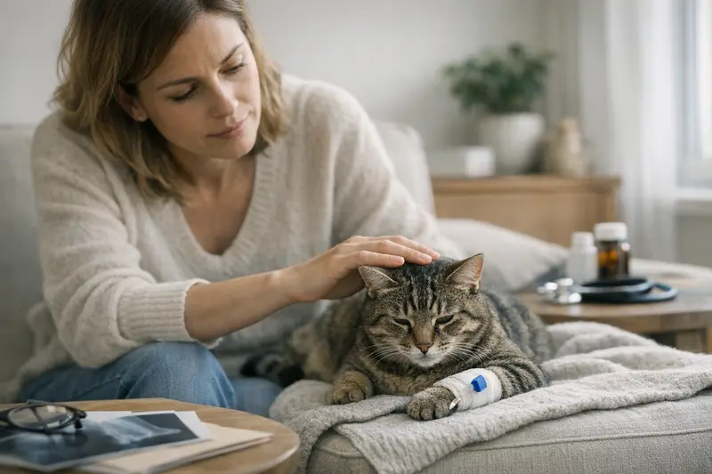 Eine Katze in einem ruhigen Wohnumfeld, Symbol für die Überlegung zur OP-Versicherung für Wohnungskatzen.