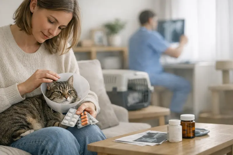 Eine Wohnungskatze sitzt entspannt auf einem Fensterbrett, während das Thema Katzenversicherung diskutiert wird.