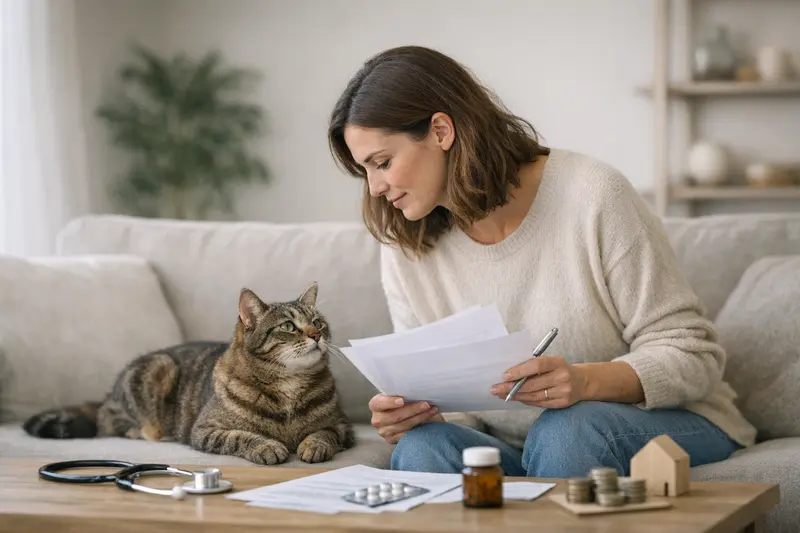 Katzenversicherung und Tarifpunkte Eine Katze wird von einem Tierarzt untersucht, was die Bedeutung der Katzenversicherung unterstreicht.