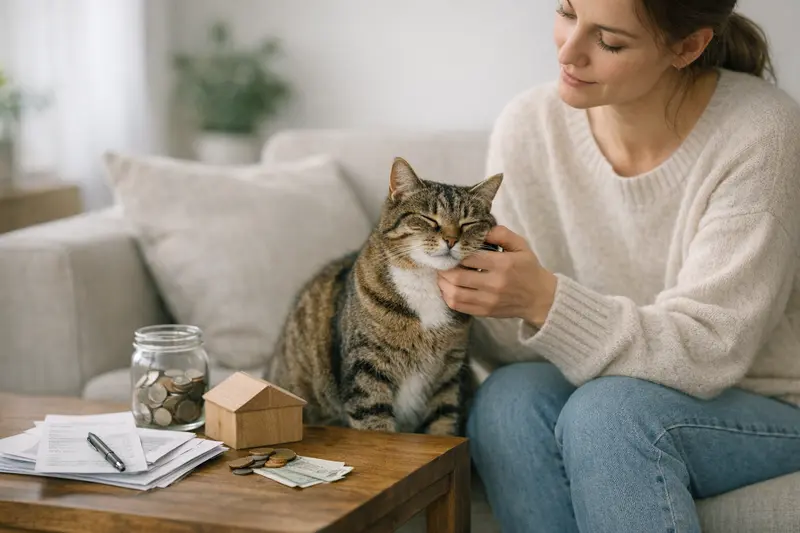 Katzenversicherung Selbstbeteiligung Eine Katze sitzt bei ihrem Tierarzt und wird untersucht, um die Kosten einer Versicherung zu besprechen.