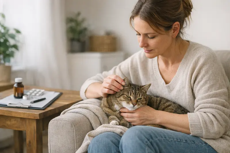 Katzenversicherung und Vorerkrankungen Eine Katze beim Tierarzt, die eine Untersuchung aufgrund einer Vorerkrankung erhält.