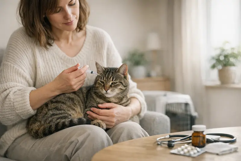 Impfungen bei Katzen - Vorsorge und Tarife Tierärztin untersucht Katze zur Impfung im Rahmen der Vorsorge