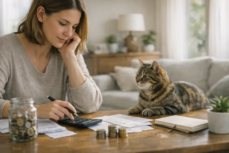 Eine Katze bei der Untersuchung beim Tierarzt, die die Kosten für die Behandlung verdeutlicht.