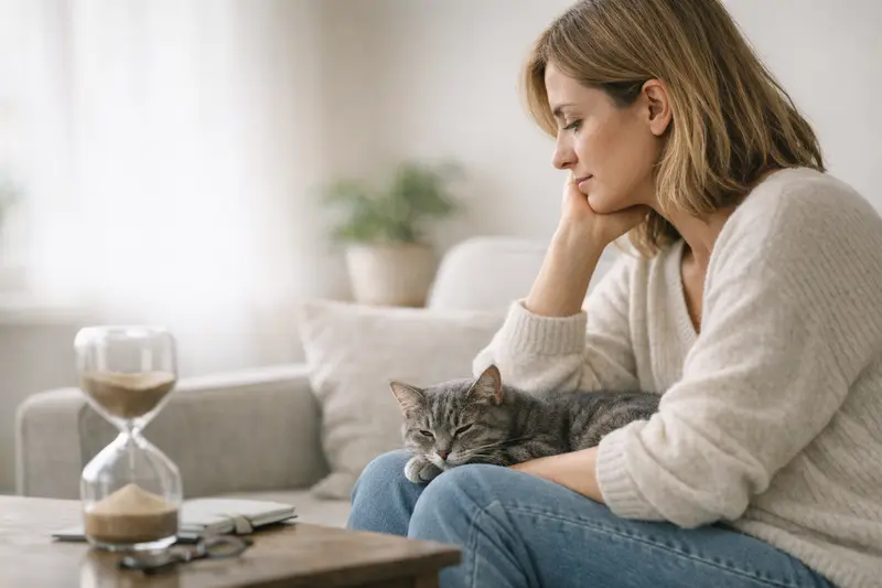 Wartezeiten bei der Katzenversicherung verstehen Eine Katze bei einem Tierarztbesuch, die auf eine Untersuchung wartet und die Wartezeit symbolisiert.