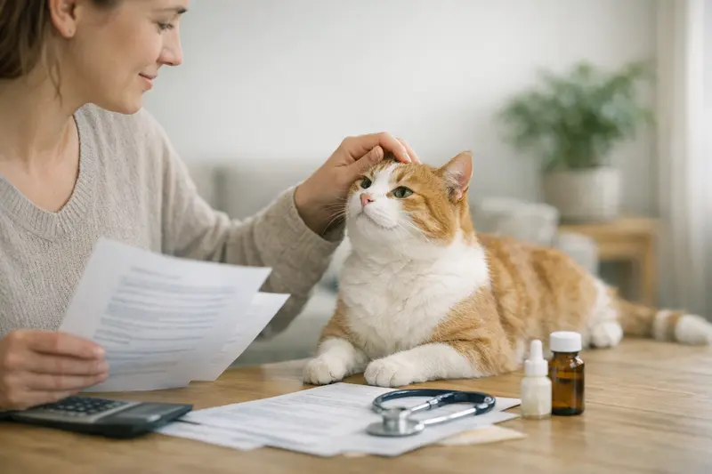 Eine Katze wird von einem Tierarzt untersucht, was die Wichtigkeit von Vorsorgeleistungen in einer Tierkrankenversicherung verdeutlicht.