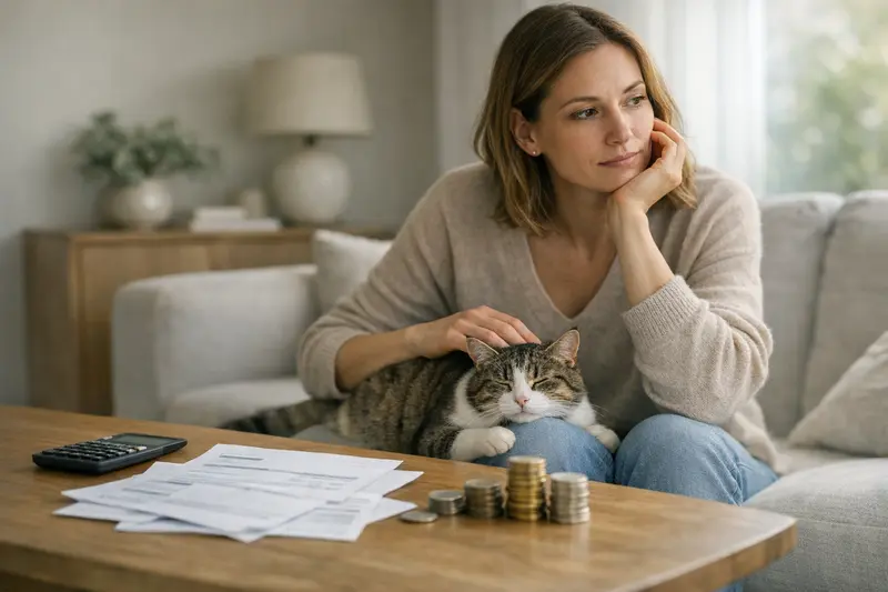 Selbstbeteiligung bei der Katzenversicherung Katzenausschnitt mit Tierarzt und Info zu Selbstbeteiligung in der Katzenversicherung