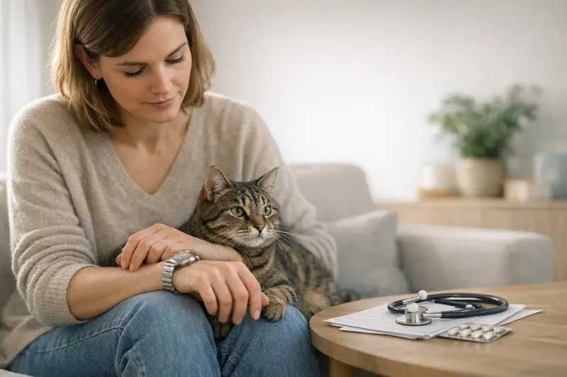 Katzenuntersuchung und Wartezeiten bei Versicherungen Eine Katze wird von einem Tierarzt untersucht, um die Bedeutung von Wartezeiten bei Katzenversicherungen zu verdeutlichen.