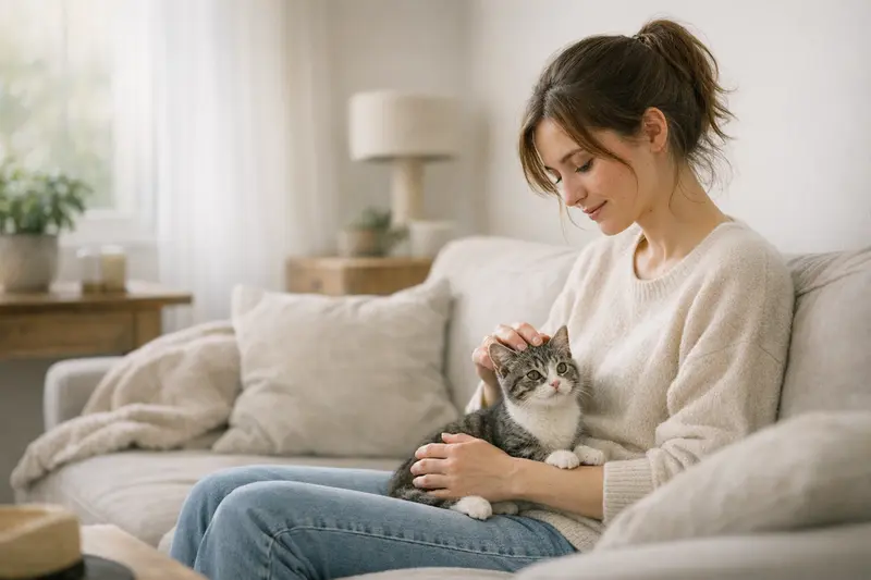 Katzenversicherung: Der richtige Zeitpunkt Eine glückliche Katze schläft friedlich auf einem Kissen, symbolisierend für den bestmöglichen Schutz durch eine frühzeitige Katzenversicherung.