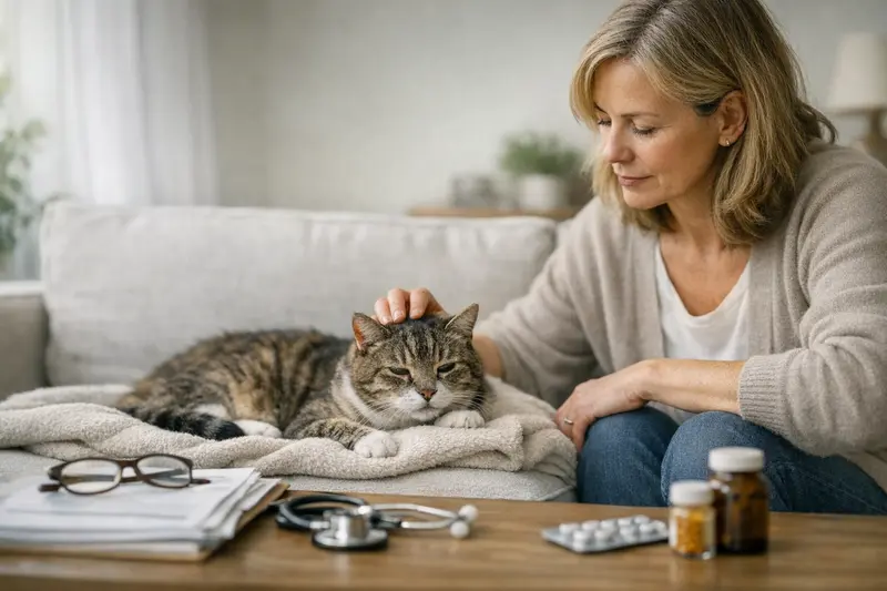 Senior-Katzenschutz: OP- oder Krankenversicherung? Eine Senior-Katze schläft friedlich, was die Wichtigkeit der richtigen Versicherung für ältere Tiere unterstreicht.