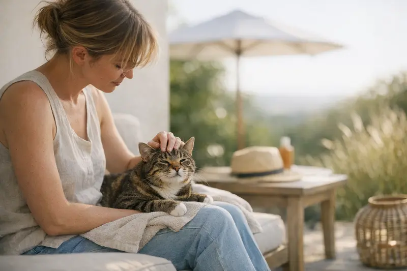 Versicherungsschutz für Katzen vor der Sommerzeit Katzenbesitzer überprüft Versicherungsunterlagen vor der Sommerzeit.