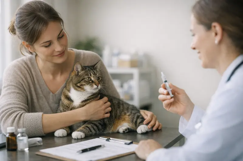 Katzendoktor untersucht eine Katze bei einer Routineuntersuchung.