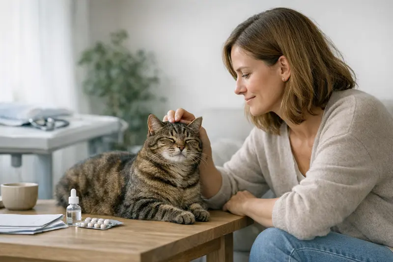Vorsorge in der Katzenversicherung Eine Katze beim Tierarzt, die vorsorglich untersucht wird, symbolisiert die Bedeutung von Vorsorge in der Katzenversicherung.