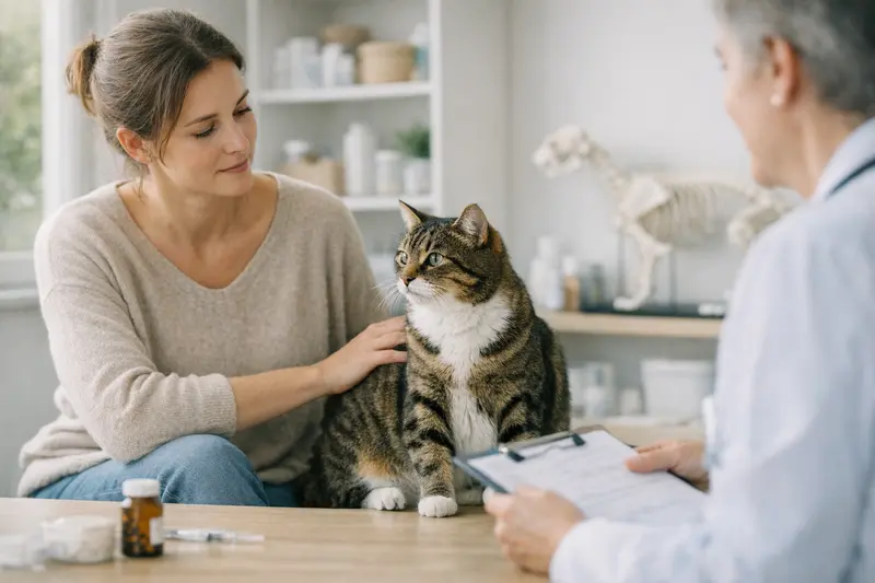 Vorsorgeleistungen in der Katzenversicherung Tierarzt untersucht eine Katze – wichtige Informationen zu Vorsorgeleistungen bei Katzenversicherungen.