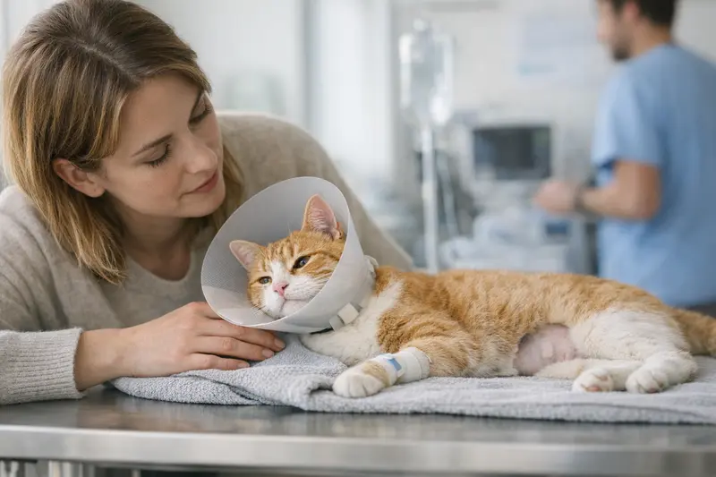 Katzenversicherung - Unterschiede bei Notfällen Eine Katze beim Tierarzt zur Untersuchung, die wichtige Aspekte der Katzenversicherung verdeutlicht.
