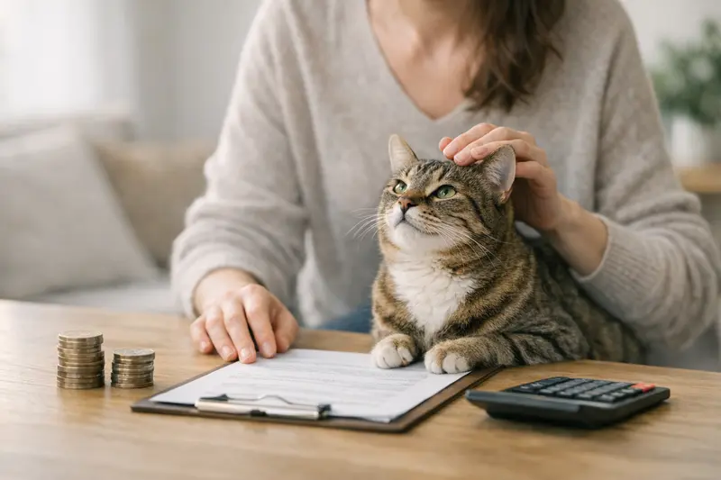 Selbstbeteiligung bei Tierkrankenversicherungen Eine Katze und ein Hund bei einem Tierarztbesuch, was die Wichtigkeit der Selbstbeteiligung in der Tierkrankenversicherung verdeutlicht.