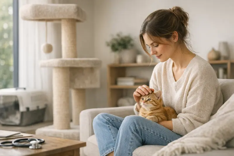 Idealzeitpunkt für Katzenversicherungsabschluss Eine gesunde Katze sitzt in einem sonnigen Raum, bereit für den Vertragsabschluss einer Versicherung.