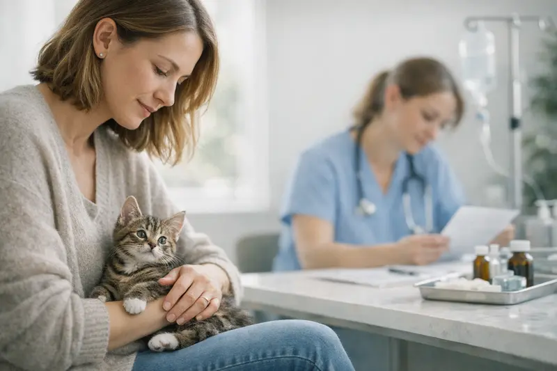 Kitten Gesundheit und Vorsorge Ein zufriedenes Kitten spielt mit einem Ball und zeigt, wie wichtig Gesundheit und Vorsorge für junge Katzen sind.