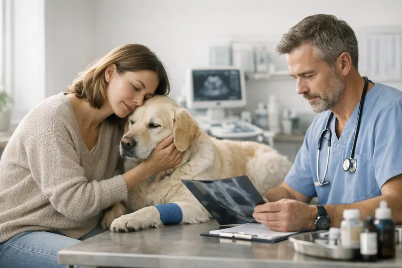 Tierarztkosten und Hundekrankenversicherung Ein Hund beim Tierarzt, der Krankheiten untersucht und behandelt bekommt.
