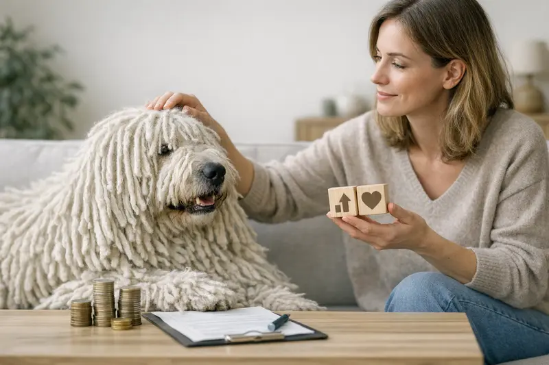 Wichtigkeit von Selbstbeteiligung in der Hundekrankenversicherung Hundehalter bespricht die Selbstbeteiligung und Jahreslimits seiner Hundekrankenversicherung mit einem Berater.