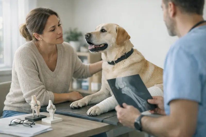 Hundeoperation durch erfahrenen Tierarzt Ein Hund wird von einem Tierarzt während einer medizinischen Untersuchung behandelt.