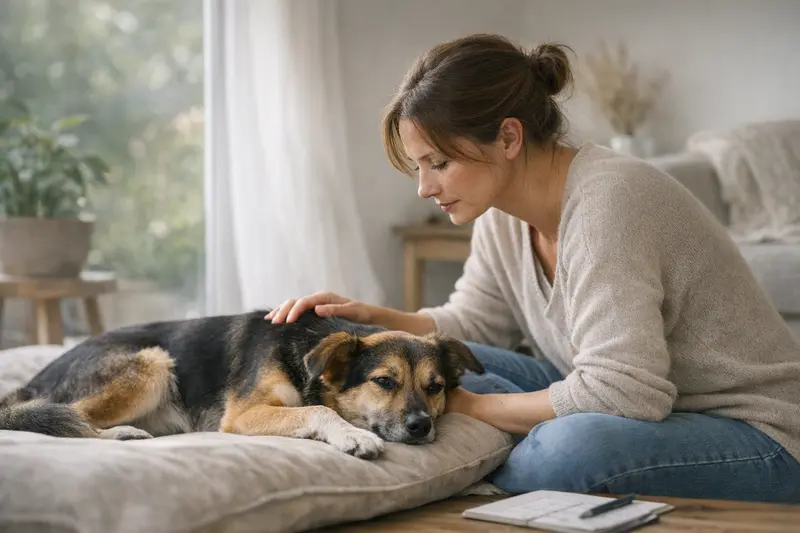 Läufigkeit bei Hunden Eine Hündin während ihrer Läufigkeit, die ihre Verhaltensänderungen zeigt.